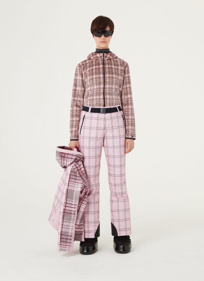 Padded ski pants with check print