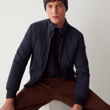 Padded bomber in stretch fabric padding