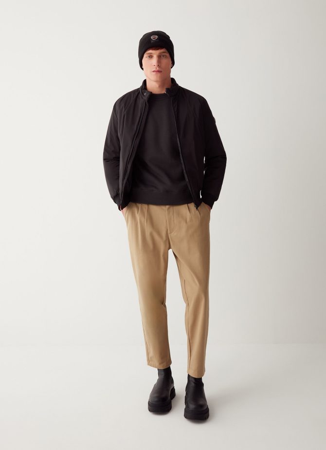 Padded bomber in stretch fabric padding