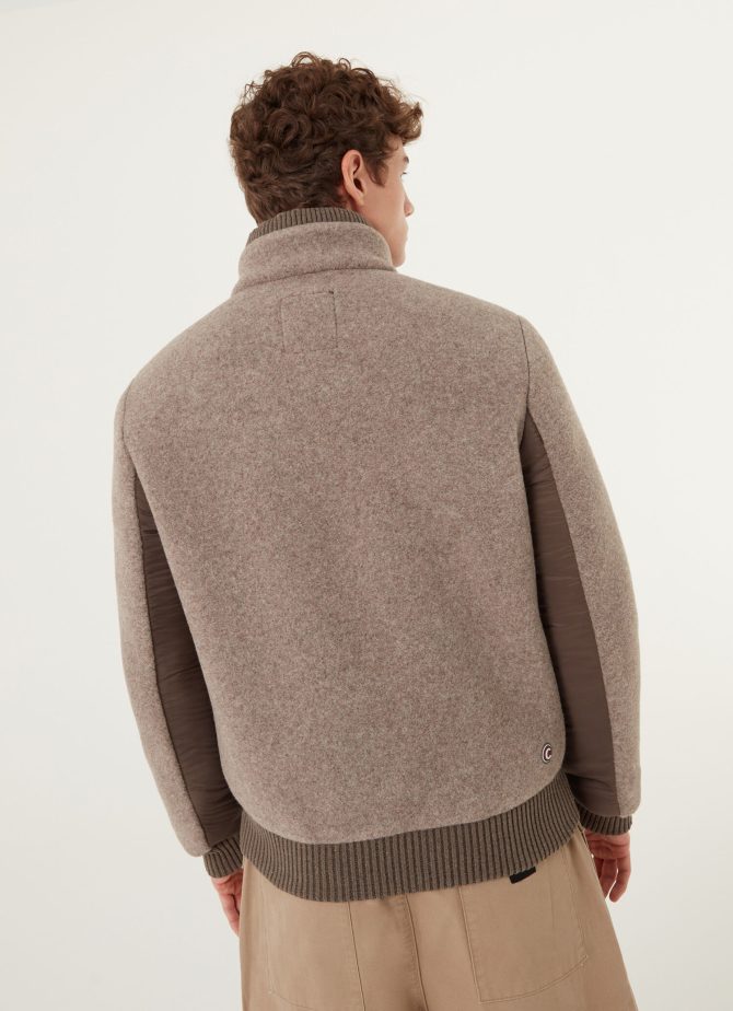 Wool cloth bomber jacket with nylon inserts - Image 3