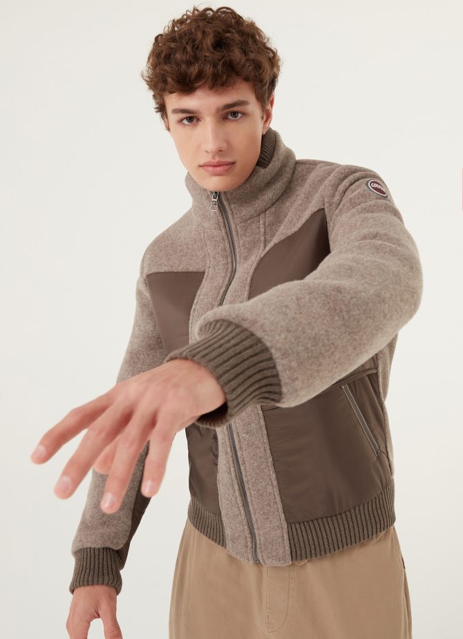 Wool cloth bomber jacket with nylon inserts - Image 2