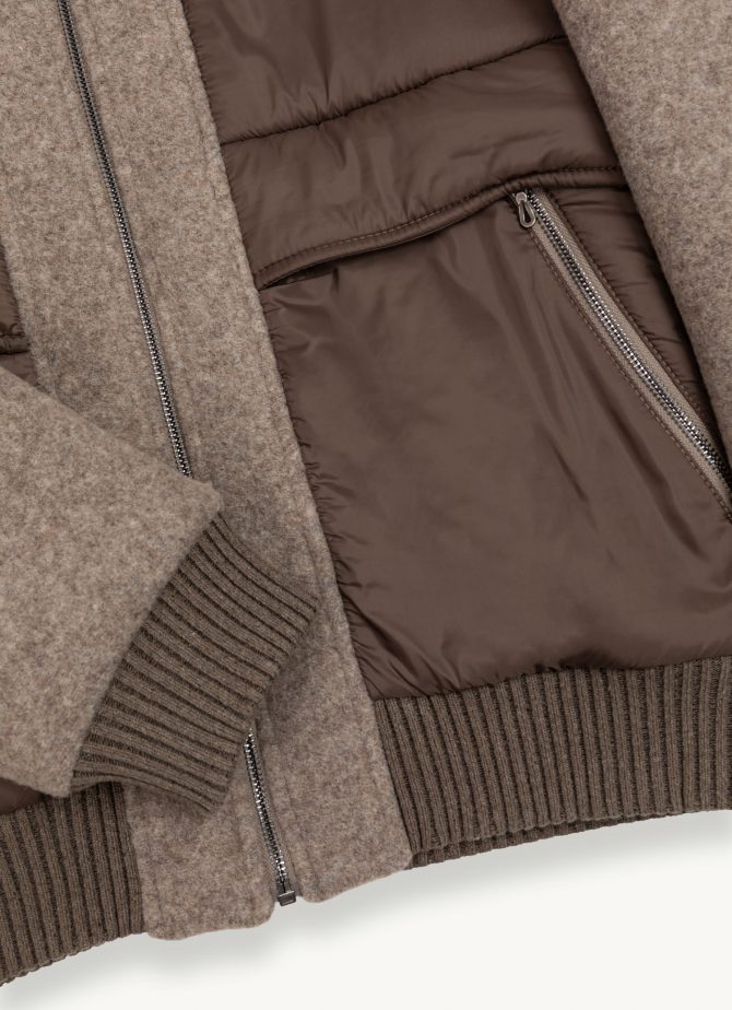 Wool cloth bomber jacket with nylon inserts - Image 7