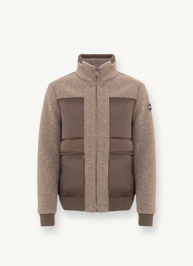 Wool cloth bomber jacket with nylon inserts - Image 5