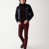 Wool cloth bomber jacket with nylon inserts