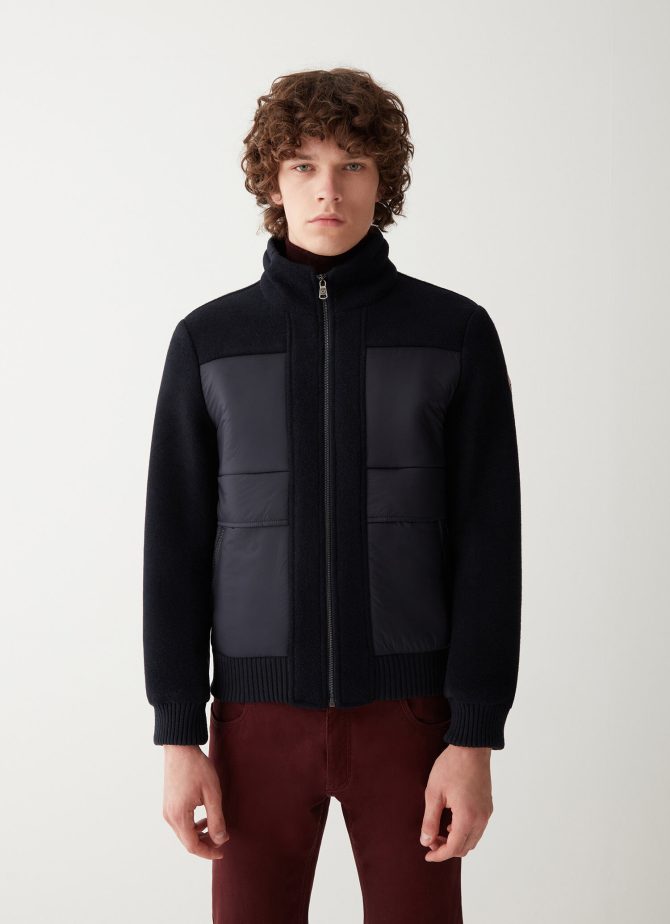 Wool cloth bomber jacket with nylon inserts - Image 2