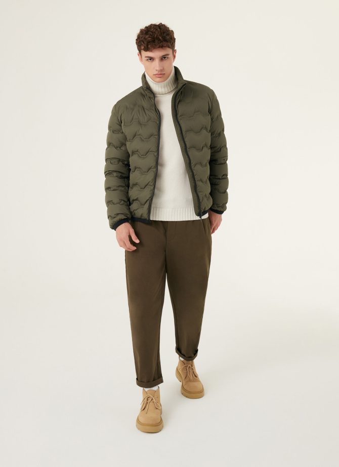 Quilted-effect down jacket with canneté ribbon - Image 3