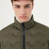 Quilted-effect down jacket with canneté ribbon