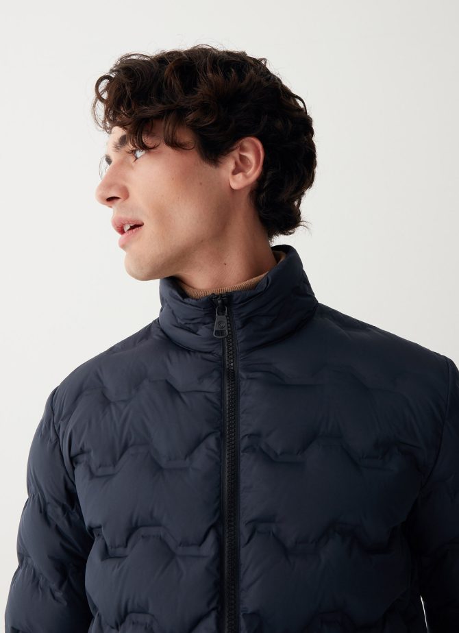 Quilted-effect down jacket with canneté ribbon - Image 3