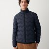Quilted-effect down jacket with canneté ribbon