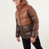 Down jacket with detachable hood in eco-leather - Image 2