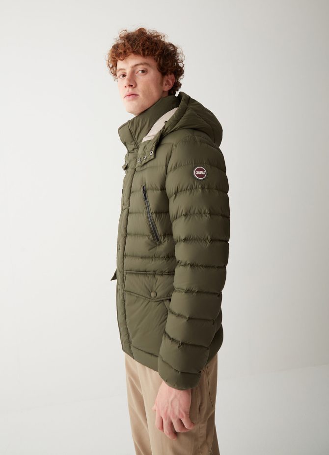 Medium length down jacket with detachable hood - Image 3