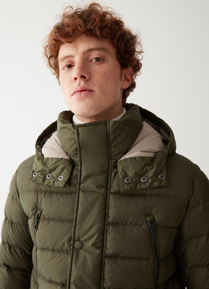 Medium length down jacket with detachable hood - Image 2