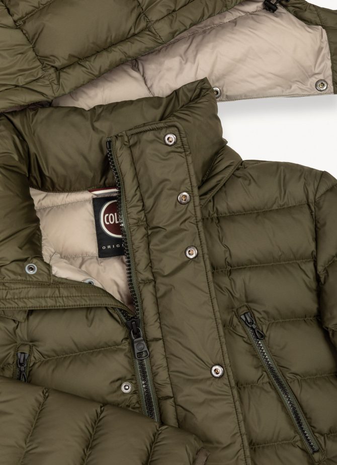 Medium length down jacket with detachable hood - Image 6