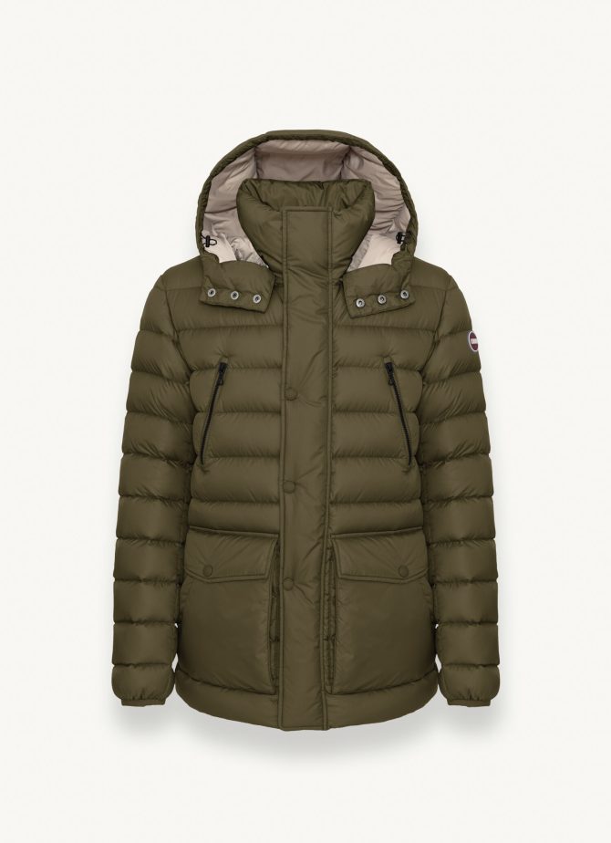 Medium length down jacket with detachable hood - Image 4