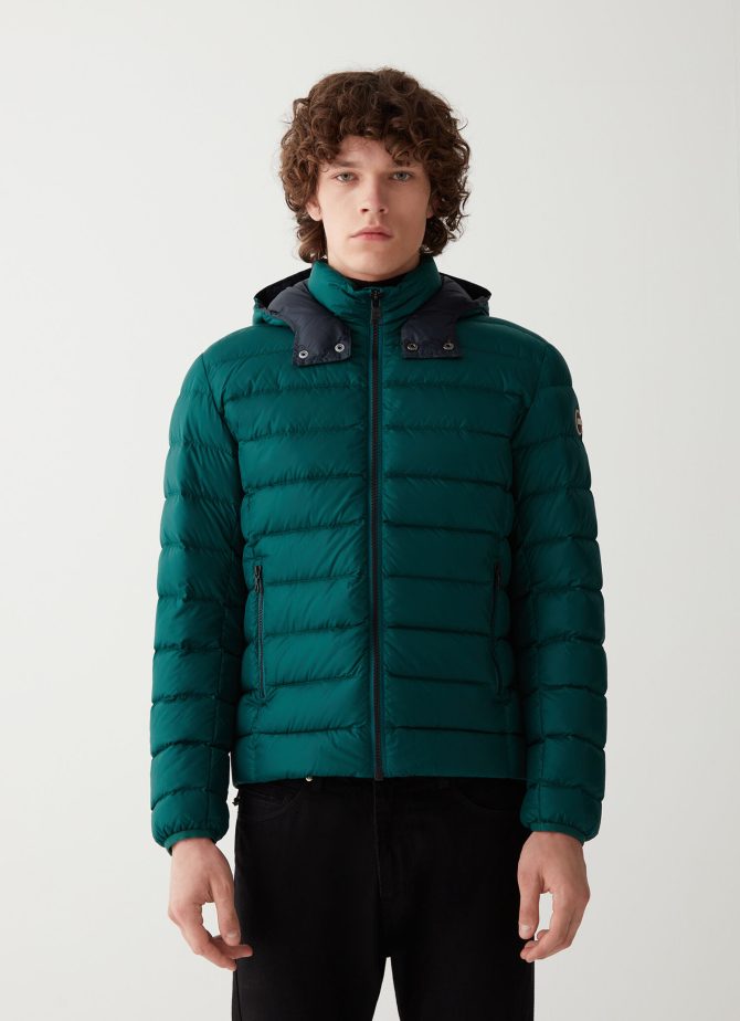 Sporty down jacket with detachable hood