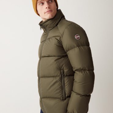 Oversized down jacket with high collar