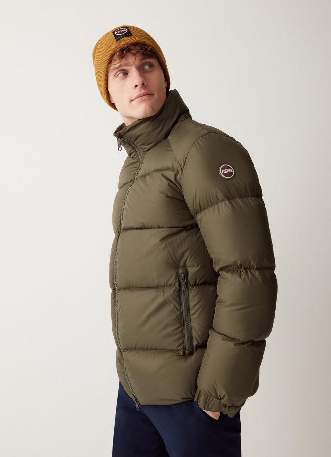 Oversized down jacket with high collar