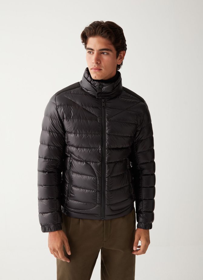 Glossy down jacket with matte ripstop details