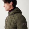 Quilted-effect down jacket with fixed hood