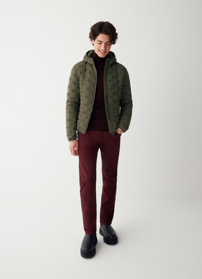 Quilted-effect down jacket with fixed hood - Image 2