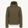 Quilted-effect down jacket with fixed hood - Image 4