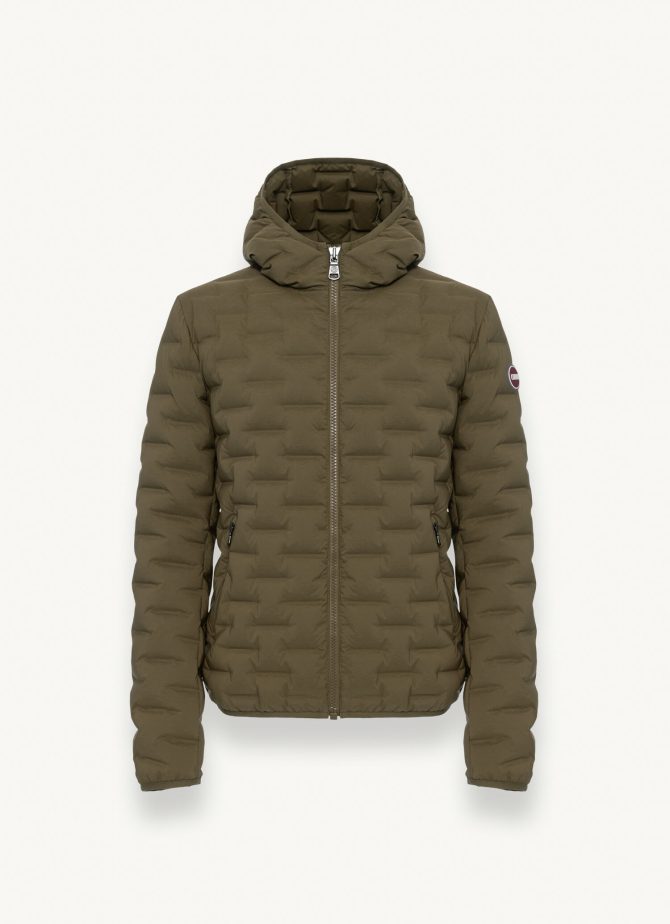 Quilted-effect down jacket with fixed hood - Image 4