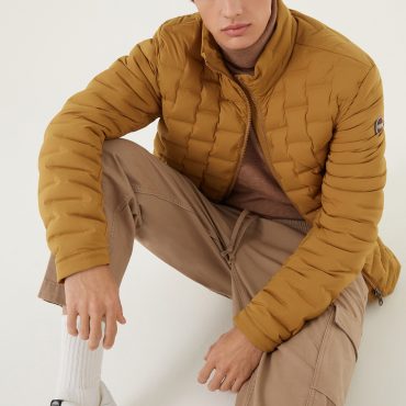 Quilted-effect down jacket without hood