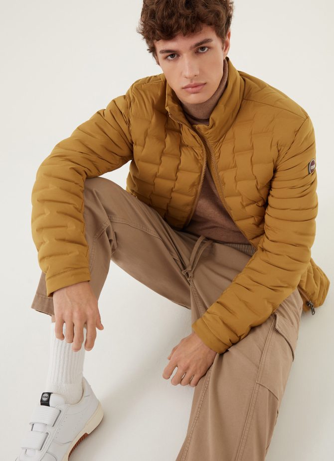 Quilted-effect down jacket without hood