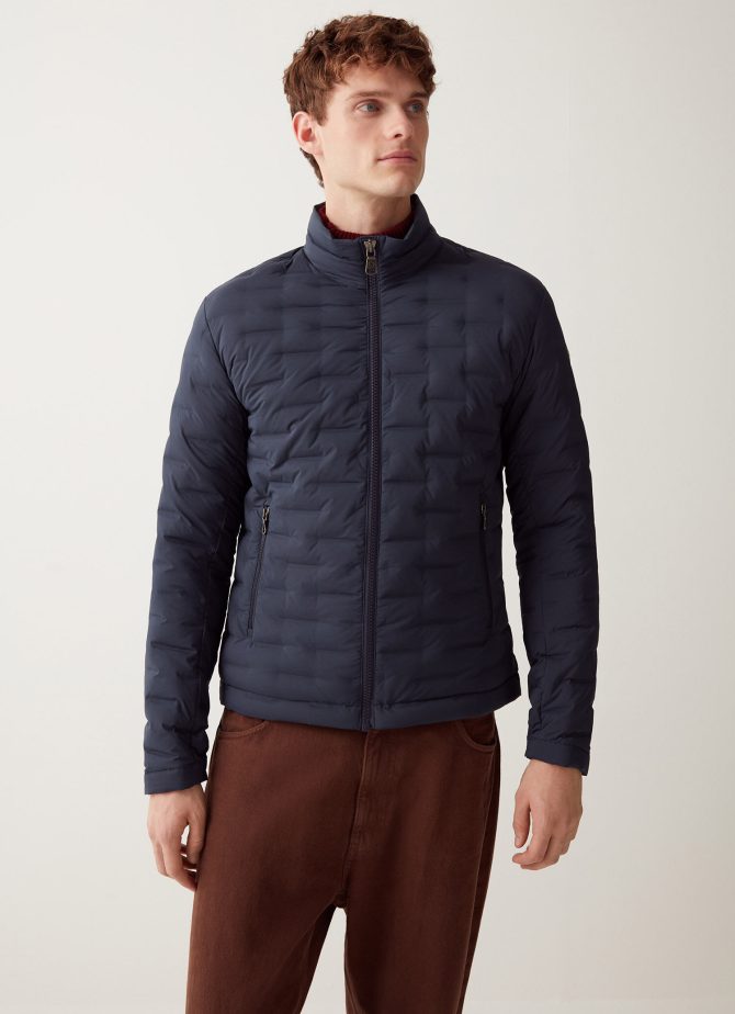 Quilted-effect down jacket without hood