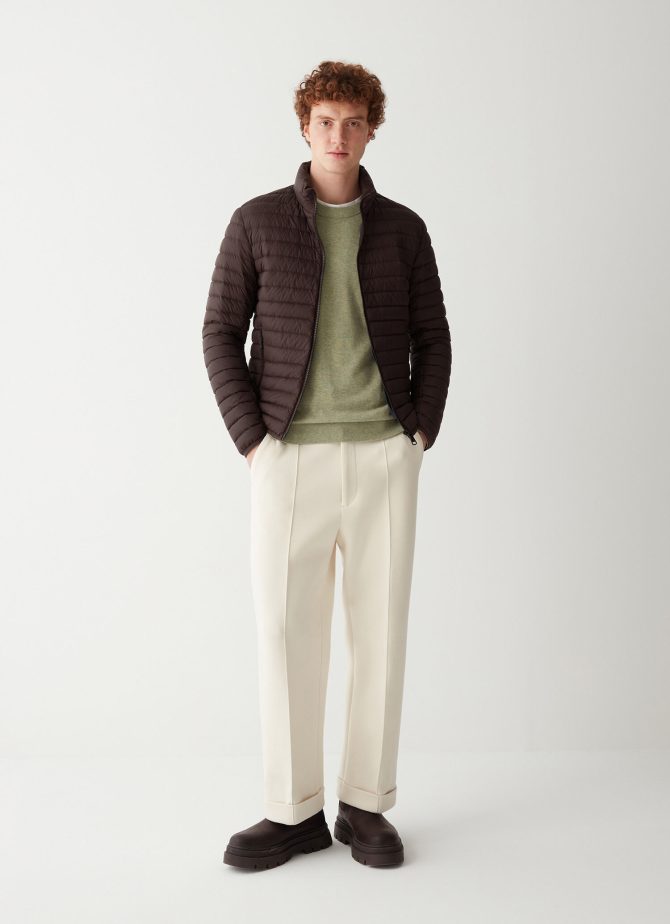Opaque autumn down jacket with padded collar