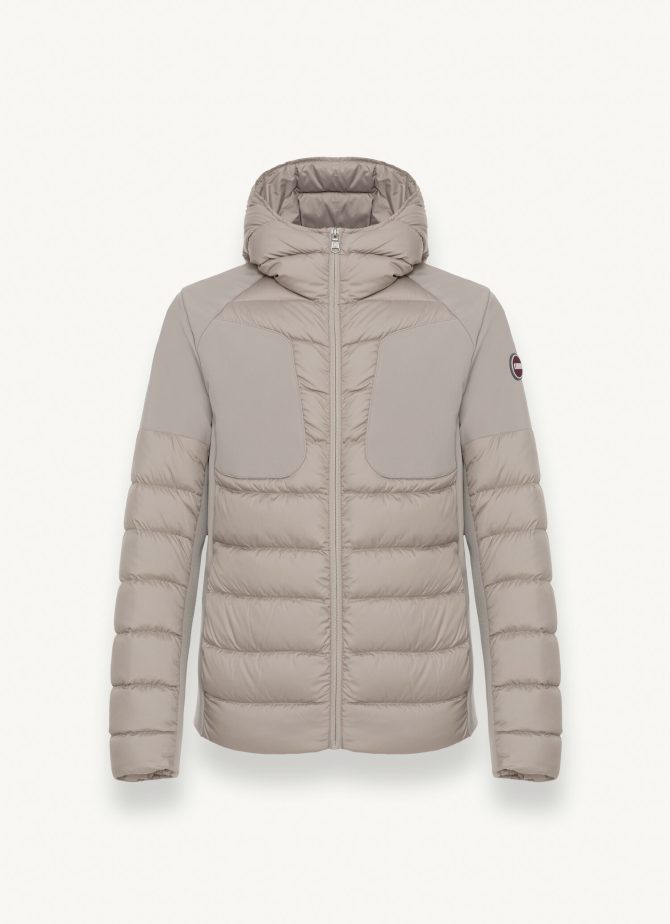 Down jacket with fixed hood in double fabric - Image 4