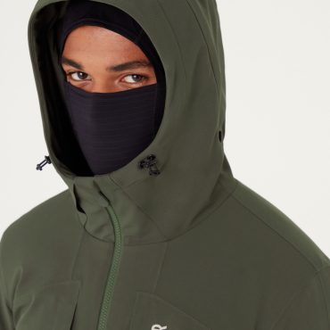 Two-way stretch ski jacket with balaclava