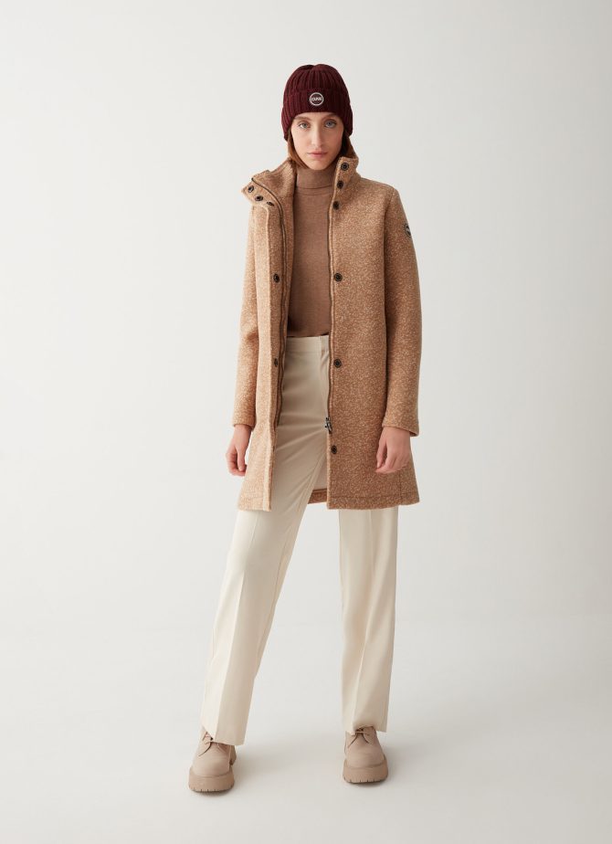 Coat with high collar in woolen cloth - Image 2