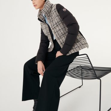 Quilted bouclé jacket with drawstring at the bottom
