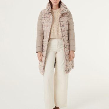 Bouclé coat with wrinkled inserts