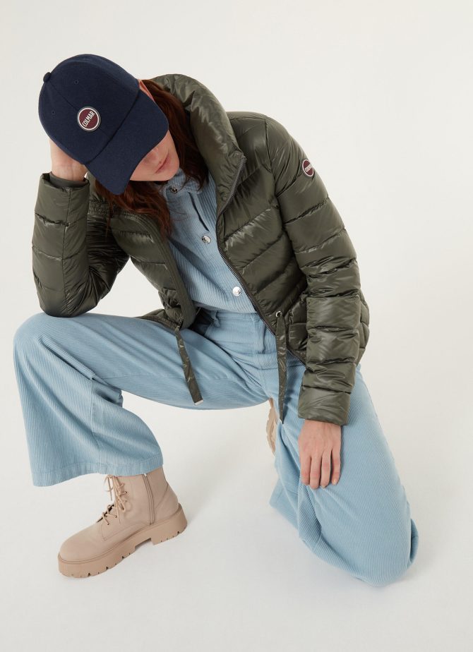Iridescent diamond quilted jacket with drawstring