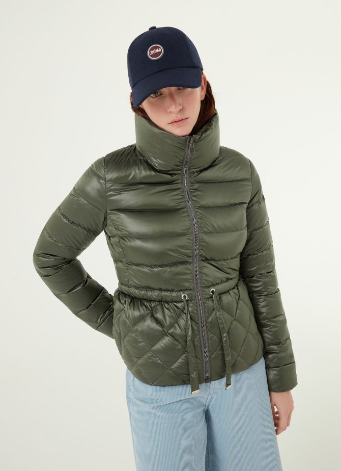 Iridescent diamond quilted jacket with drawstring - Image 2
