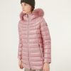 Medium-length iridescent down jacket in real fur - Image 3