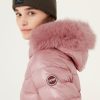 Medium-length iridescent down jacket in real fur - Image 2