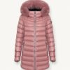 Medium-length iridescent down jacket in real fur - Image 4