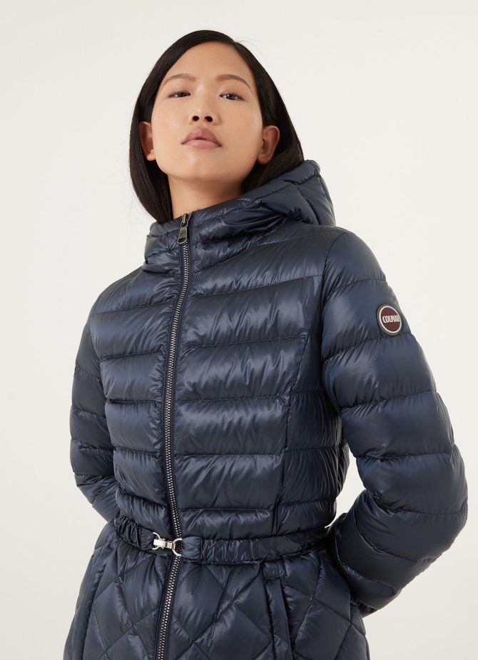 Maxi iridescent diamond quilted jacket with belt - Image 3