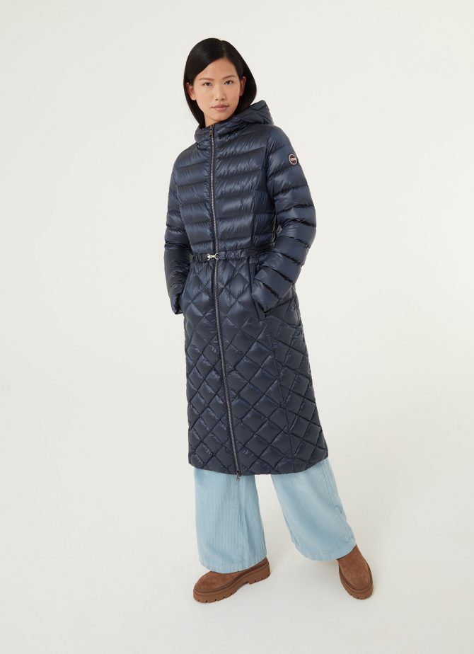 Maxi iridescent diamond quilted jacket with belt - Image 2