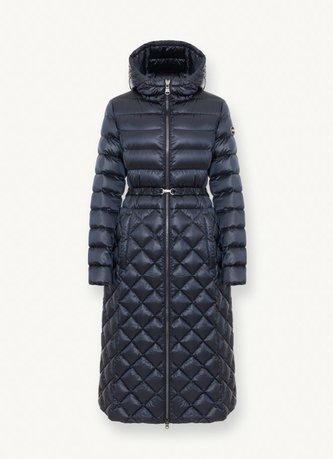 Maxi iridescent diamond quilted jacket with belt - Image 4