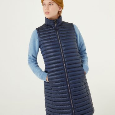 Quilted long unisex down gilet