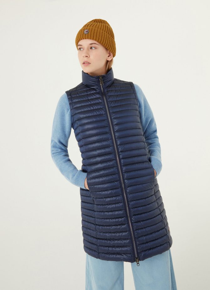 Quilted long unisex down gilet