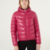Super shiny down jacket with fixed hood