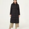Long, stretch down jacket with lapel collar