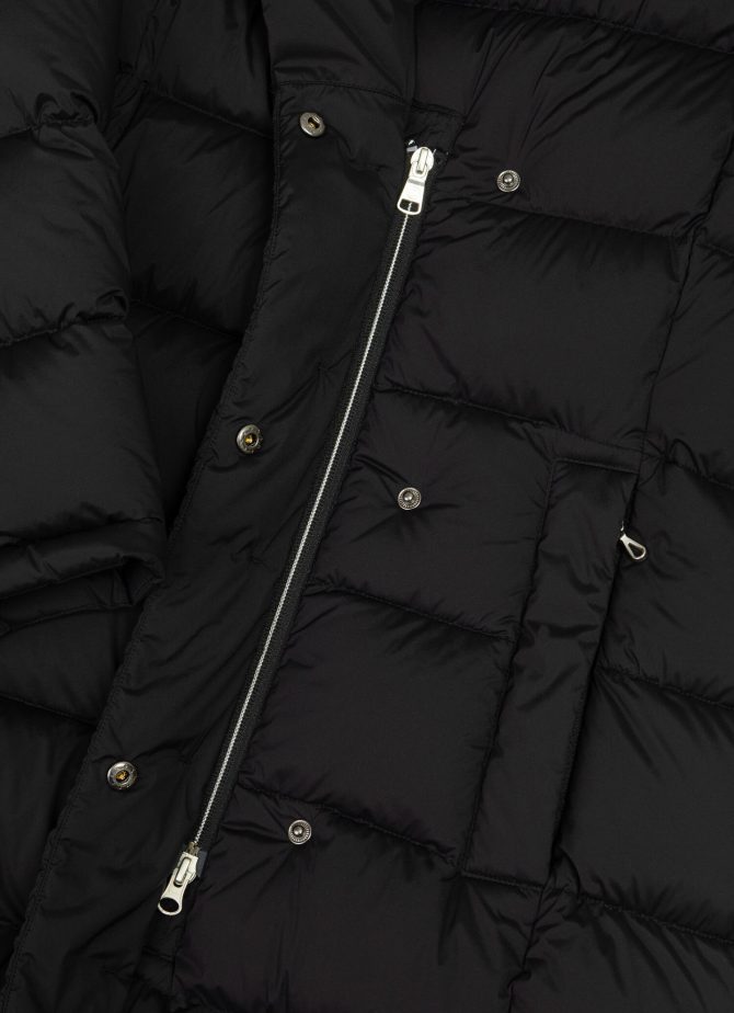 Long, stretch down jacket with lapel collar - Image 6