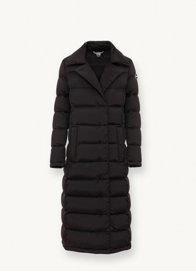 Long, stretch down jacket with lapel collar - Image 4
