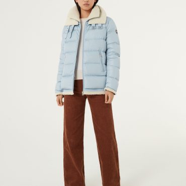 Down jacket with detachable double collar